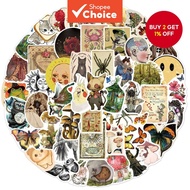 New 50pcs Vintage Animal and Plant Series Graffiti Stickers for Laptop, Helmet, Desktop, Water Cup D