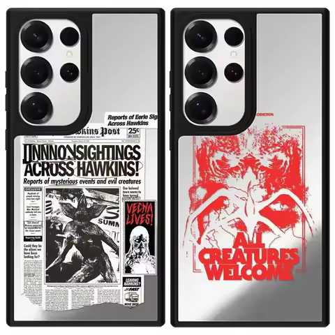 Silver Flower Monster Mirror Surface Magnetic Case: Compatible with Samsung Galaxy S23 U S24U S25 Ul