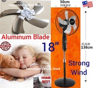 New:18 Inches 4 Speed Super Strong Wind Stand Fan Timer 1 Hr-Kipas Berdiri Aluminum Blade