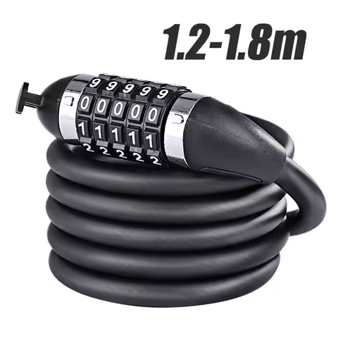 1.2-1.8m Bicycle Password Lock 5 Digits Anti Theft Steel Cable Mountain Road Bicycles Bike Lock Cycl