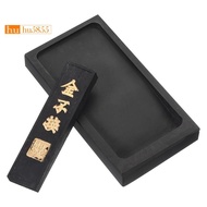 4 Inch Chinese Calligraphy Ink Stone with Ink Stick, Rectangle Ink Stone Tray for Traditional Callig