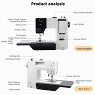 38 Stitches Mini Sewing Machine Electric Double Thread Sewing Machine with Extension Table EU