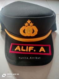 1 set topi komando pilkep file cap Pama tanpa rell full hitam merk zona army + bordir perekat nama