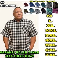 KEMEJA Checkered shirt, men's shirt, jumbo shirt blackBIG size 4xl 5xl 6xl 7xl short ventt kb