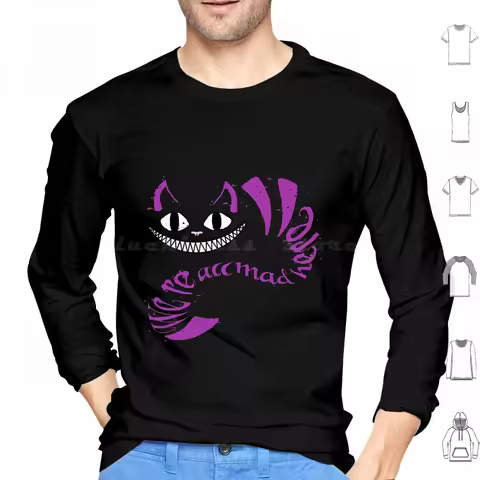 We're Here All Mad Hoodie Cotton Long Sleeve Smiling Grin Smile Grinning All We Re Here Cat Cheshire