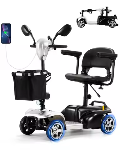 30 Miles 4 Wheel Battery Powered Electric Mobility Scooter - Electric Transportation Wheelchair - Co
