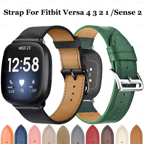 Leather Strap For Fitbit Sense / Sense 2 Watch Band Bracelet Correa For Fitbit Versa 2 3 4 Lite Watc