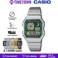 Casio Vintage A-130WE A-130WEG A-130WEGG Digital Watch Stainless Steel Band LCD With Analog-Style Cl