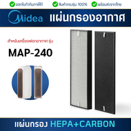 แผ่นกรองอากาศ Midea MAP-240 ฟิลเตอร์กรองฝุ่น กรองฝุ่นไมเดีย กรองอากาศ Hepa Filter กรองกลิ่น Activated Carbon Replacement Filter