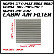 HONDA CITY 2008-2020 / JAZZ 2008-2014 / HRV 2015 / BRV 2017 CABIN AIR FILTER -80292-TF0-G01