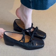 Bow Knot Shoes Square Toe Flat Ballet Shoes Mary Jane Shoes