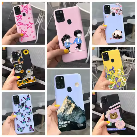 For Samsung Galaxy A21 SM-A215 Case Cute Butterfly Flower Man Women 3D Silicone Cover For Samsung Ga