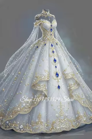 Glamorous Crystal Appliqué Dream Wedding Dress Customized Luxury Beaded Tulle Bridal Gown Formal Occ