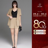 HeraDG women's vest set is designed with a short-sleeved V-neck blazer, mid-rise shorts with pockets
