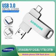 SAMSUNG OTG Pen Drive 512GB 1TB 2TB High Speed Transfer Metal Flash Driver Compatible with iPhone 15