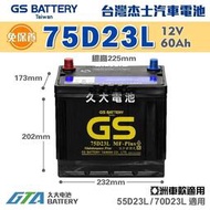 【現貨】✚❚ GS 杰士 統力電池 75D23L 免保養 汽車電瓶 汽車電池 55D23L 60D23L 70D23L