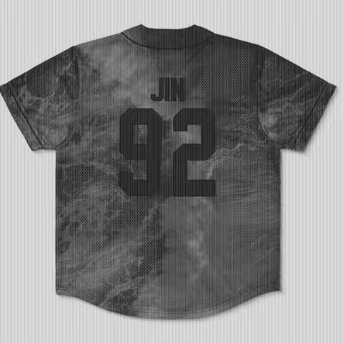 Korean BTS Peripheral American Retro Baseball Jersey, Black Gray Marble Tie Dye Breathable V-neck Su