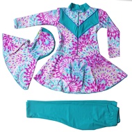 Baju Renang Anak Perempuan Muslim Anak Cewek TK SD Lengan Panjang plus Jilbab Umur 3 4 5 6 7 8 9 10 