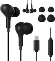 USB C Wired Headphones for Samsung Galaxy S25 S24 Ultra A56 A55, USB C Headphones with Microphone In