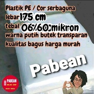 PUTIH Pe plastic, cast mattress, 175cm wide, 60micron thick, selling ROLL (25 meters) transparent bu
