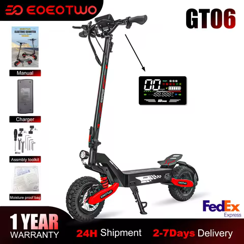 EOEOTWO GT06 Electric Scooter,1200W Motor,40/20Miles Range&28mph,11'' Off Road Tires,Dual Suspension