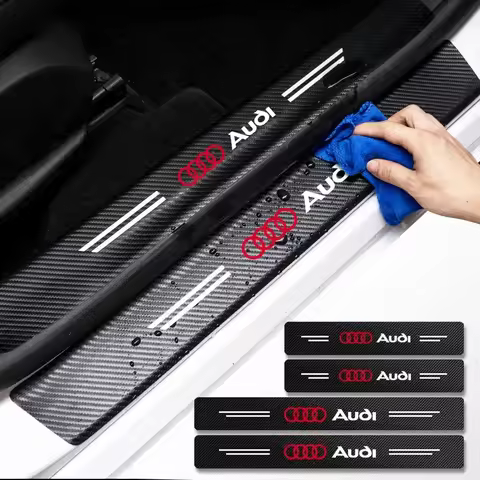 4x Car accessories Door Sill Scuff Plate Decor Carbon Fiber Stickers For Audi A3 A4 B8 8P 8V B6 A5 A