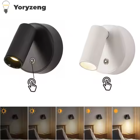 USB Rechargeable Wireless LED Wall Light Cordless Lamp Touch Dimmable Spotlight Magnetic For Bedroom
