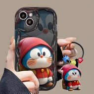 เคสด้านหลัง TPU นิ่มลายคลื่นการ์ตูนน่ารักพร้อมจี้โดราเอมอนสำหรับเคสใส่โทรศัพท์ Samsung กาแล็คซี่ A02 A02S A03 A03S แกน A03 A04 A04S A05S A10 A10S A11 A12 A14 A13