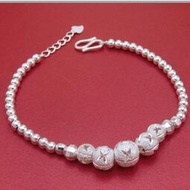 【金牌】s990純足銀時尚轉運珠串珠圓珠磨砂手鏈韓版流行手鏈飾品
