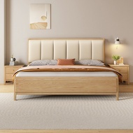 [Sg Sellers] Solid Wood Bed Soft Cushion Bed 1.8 M Double Bed  with Headboard with Bedside Table with Drawer Bed Frame with Mattress Storage Bed Frame Single/Queen/King Bed Frame