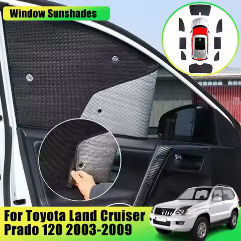 Full Coverage Sunshades For Toyota Land Cruiser Prado 120 Accessories J120 LC120 FJ120 2003~2009 Sun
