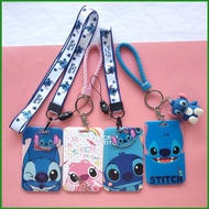 SY6 Cute Stitch card holder card holder, halter lanyard Disney Lilo &amp; Stitch Ezlink With Retractable Leash &amp; Keyring Y