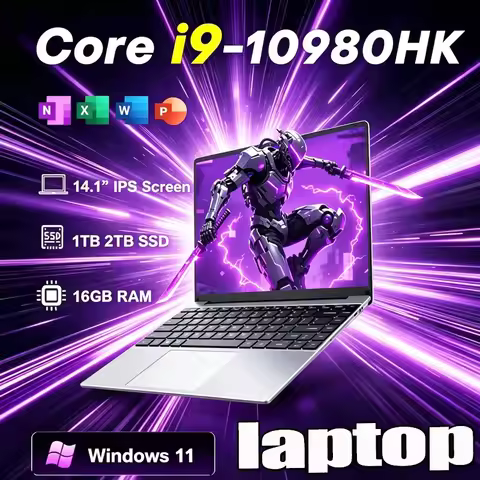 14.1 inch Windows 11 Pro Laptops Intel Core I9-10980HK 16GB RAM 1TB SSD Office Gamer Study Notebook 
