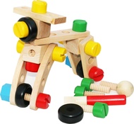 TOWO Wooden Nuts and Bolts Set Building Blocks Construction Kit 31 Pieces Travel Toy- Model Building