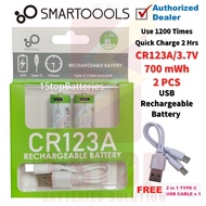 [GENUINE] USB Type-C Fast Charging Rechargeable Battery CR123A/CR17345/16340 1PC or 2PCS 3.7V Lithiu