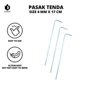 TENDA Tent Pegs Size 4 mm x 17 cm Stainless Steel - Outdoor Pegs - Mountain Pegs - Camping Pegs - Pe