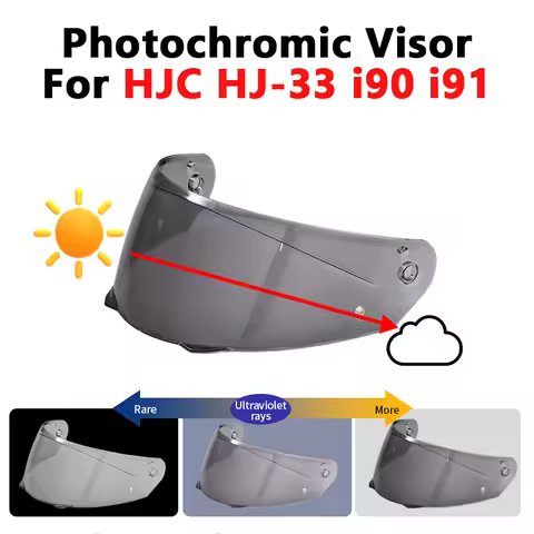 For HJC HJ-33 i90 i91 Photochromic Black Visor Motorcyele Helmet Lens Anti-UV Windproof Motorcycle H