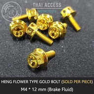 ◬ ✉ ▫ Heng - Gold Bolts - M 4 x 12 mm Brake Fluid Cap Bolt Sold Per Piece (Thai Access Motorcycle P
