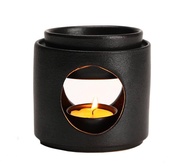 Ceramic Diffuser Black Oil Burner Wax Melt Burners with Tealight Holder (Black)