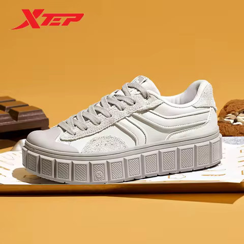 Xtep Chocolate π Skateboarding Shoes For Women Spring Street Style Women's Casual Shoes Lace Up Snea