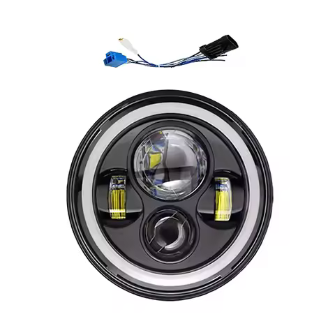 7 inch LED Motorcycle Headlight DRL H4 Round Headlamp With Wiring Harness For Honda For Kawasaki For