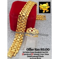 🔥Set Rolex Emas Bangkok Cop 916 💯persis ori💯 Gelang 1.7cm-19cm (boleh potong) Cincin 14,15,16,20,22🔥