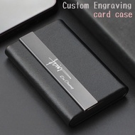 Personalized business card box, stainless steel business card holder, custom carved leather producti