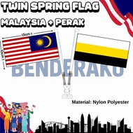 【Benderaku】【2in1】Jalur Gemilang + Perak Flag Twin Spring Flag Table Spring Flag -F2494 Q5X2 【MOQ: 3-