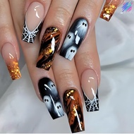 24 Piece French Gradient Spider Web False Nail Tips CY834 B7 Press On Nails Self Adhesive Style Desi