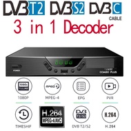 Combo 2 in 1 Decoder DVB T2 S2  Digital Tuner Satellite TV Receiver H264 TV Decoder 1080P Full HD PV