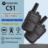 【2PCS】Motorola Walkie Talkie 10KM C51 mini 9800mAh high capacity radio Outdoor 5W 16 Channels UHF wa