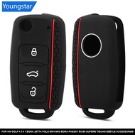 【FY】  Silicone Car Key 3 Button Key Cases Cover Keychain Protection For VW Golf 4 5 6 7 Bora Accesso