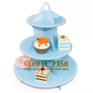 Polka dot cupcake stand biru 3-tier stand/ standing cupcake stand biru cupcake stand/ cake decoratio