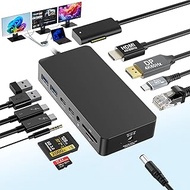 Quanlex Docking Station Works with (HDMI+DP+USB-C), – Works with Pro (11/10/9/8/X/7/6/5/4/3), Laptop